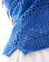 Noisy May Curve crochet vest in bright blue Blendendes Blau, 50 - фото #3