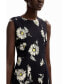 Women's Floral mini dress black|white, XSmall - фото #2