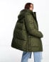 New Look mid length utility puffer coat in khaki