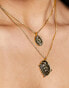 Luv AJ 14k gold plated eye double coin necklace