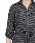 ფოტო #4 პროდუქტის Women's 3/4 Roll Tab Sleeve Belted Shirtdress