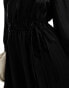 & Other Stories ruched midaxi dress with volume sleeves in black Черный, XS - EU 32-34 - фото #3