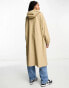 ASOS DESIGN Tall rubberised rain parka coat in stone