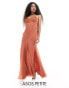 Фото #1 товара ASOS DESIGN Petite chiffon corset detail satin bias maxi dress with cut out in light rust