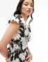 Фото #4 товара Topshop v neck printed midi dress in mono blurred floral