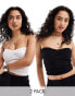 Фото #1 товара Cotton On 2 pack twist front bandeau crop top black white