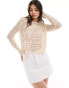 Фото #1 товара JDY open knit scallop edge top in beige