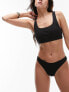 Topshop mix and match rib high leg bikini bottoms in black