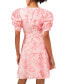 Фото #2 товара Women's Printed V-Neck Tiered Bubble Puff Sleeve Mini Dress