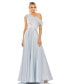 Women's One Shoulder A Line Gown With Feather Detail