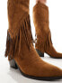 Фото #7 товара Glamorous Wide Fit knee western boots in off white