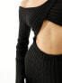 Фото #5 товара NA-KD wrap back detail knitted midi dress in black