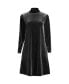 Women's Plus Size Long Sleeve Velvet Turtleneck Dress