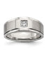 ფოტო #1 პროდუქტის Stainless Steel Brushed and Polished with CZ Ring