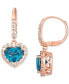 Deep Sea Blue Topaz (3 ct. t.w.) & Vanilla Topaz (5/8 ct.t .w.) Leverback Drop Earrings in 14k Rose Gold
