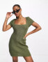 Фото #1 товара ASOS DESIGN crochet mini dress with square neck in khaki