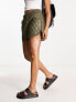 AllSaints Queti quilted shorts in khaki