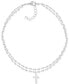 ფოტო #1 პროდუქტის Two-Row Mirror Chain Cross Silver Plate Anklet