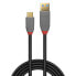 Фото #3 товара Lindy 1.5m USB 3.1 Type A to C Cable - 5A PD - Anthra Line - 1.5 m - USB C - USB A - USB 3.2 Gen 2 (3.1 Gen 2) - 10000 Mbit/s - Black - Grey