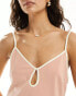 Pretty Lavish contrast trim satin slip midaxi dress in tan blush