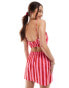 ASOS DESIGN cropped cami co-ord in pink and red stripe