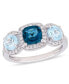 ფოტო #1 პროდუქტის Amethyst (7/8 ct. t.w.) and Diamond (1/3 ct.t.w.) 3-Stone Halo Ring in Sterling Silver (Also Available In Blue Topaz)