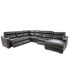 Фото #3 товара Gabrine 6-Pc. Leather Sectional with 3 Power Headrests and Chaise, Created for Macy's