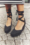 Lace up crochet wedge sandals