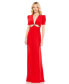 Women's Ieena Plunge Neck Puff Sleeve Cut Out Gown