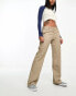 Фото #4 товара Monki low rise straight leg trousers in taupe melange