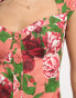 Фото #4 товара ASOS DESIGN mini button through twill dress with cup detail in bloom floral print