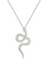 Фото #1 товара Macy's cubic Zirconia Snake 16" Pendant Necklace in Sterling Silver