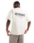 Фото #1 товара Selected Homme oversized heavy weight t-shirt with text backprint in cream