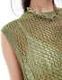 Фото #2 товара ONLY lurex open knit vest in green