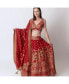 Фото #3 товара Women's Hand Embroidered Red Banarasi Silk Lehenga Choli