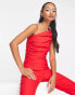 Фото #1 товара Vesper one shoulder ruched crop top co-ord in red