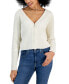 Juniors' V-Neck Zip-Front Ribbed Sweater
