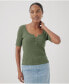 ფოტო #1 პროდუქტის Women's Favorite Rib Henley Top