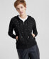 ფოტო #1 პროდუქტის Women's Embellished Long-Sleeve Hooded 100% Cashmere Sweater, Created for Macy's