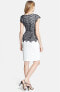 Фото #2 товара Adrianna Papell Caged Lace Overlay Short Sleeve Peplum Design Top Dress Size 10
