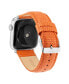 Фото #2 товара Ремешок для часов WITHit оранжевый из натуральной кожи с серебристыми корпусами из нержавеющей стали для Apple Watch 42 мм, 44 мм, 45 мм, Ultra 49 мм