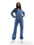 In The Style long sleeve denim jumpsuit in blue