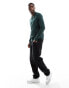 Фото #2 товара ONLY & SONS knitted zip through long sleeve polo in green