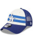 ფოტო #2 პროდუქტის Men's White, Royal Los Angeles Dodgers Team Stripe Trucker 9Forty Snapback Hat