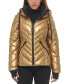 Фото #6 товара Women's Metallic Quilted Hooded Puffer Coat, Created for Macy's