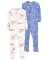 Фото #3 товара Baby 2-Pack PurelySoft 1-Piece Footie Pajamas 12M