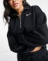 Nike mini swoosh quarter zip sweatshirt in black and sail M - фото #6