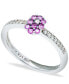 ფოტო #1 პროდუქტის Pink Sapphire (1/3 ct. t.w.) Diamond (1/20 ct. t.w.) Stackable Ring in Sterling Silver