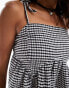 COLLUSION smock cami top with bunny tie detail in gingham