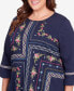 Фото #4 товара Plus Size In Full Bloom Flower Embroidery Quad Top